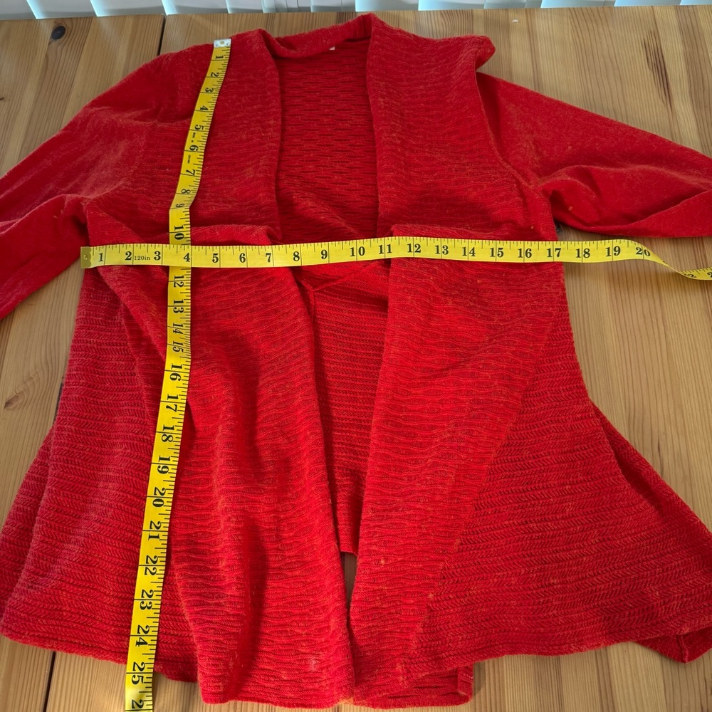 Eileen Fisher Orange Organic Cashmere Cotton Open Cardigan Pointelle S - Picture 3 of 11